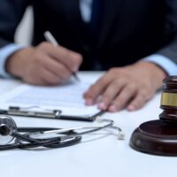 Judge signing arrest warrant for medical error, banging gavel ne Judge signing arrest warrant for medical error, banging gavel ne
